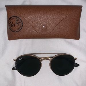 Ray Ban Gold Double Bridge Round Circle RB3647